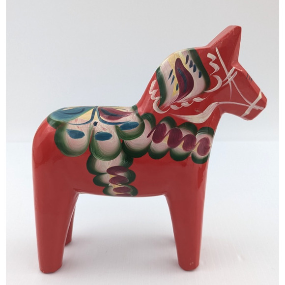 Nils Olsson Dala Horse Figure Sweden 8" Carved Wood Hand Painted Swedish - Picture 1 of 10